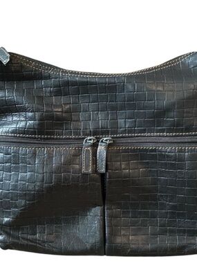 JACK GEORGES - Classic Black Textured Crossbody Bag - Women's